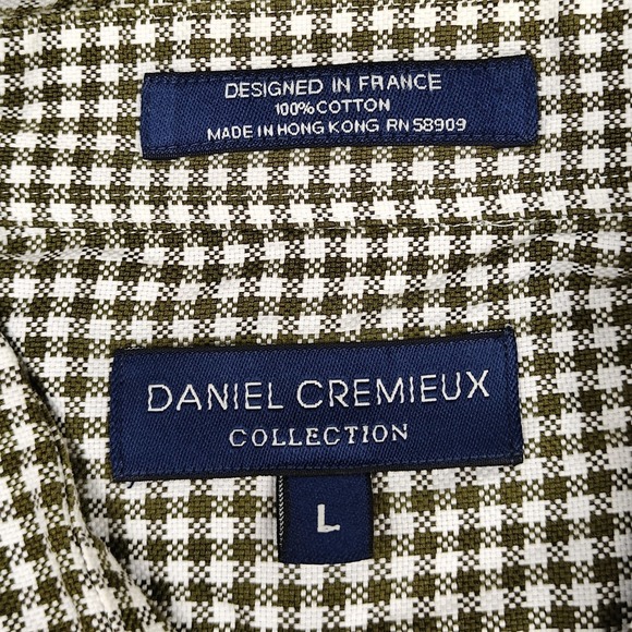 Daniel Cremieux Shirt Mens Large Green Check Cotton Long Sleeve Button Up Casual - Picture 3 of 8